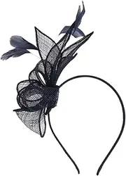 [Healeved] Fascinator Hat Headband Women's Clip Hat Tea Party Headpiece Elegant Vintage Headwear Dark Blue