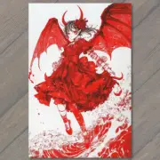 4x6" Devil Girl Ice Cream Tentacles Chaos City Retro Horror Red Ink
