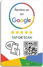 Google Review Tap Card by TapSnap | Reusable Smart QR Code and NFC | Pack of 5 | Instant Google Reviews by QR or Tap | NFC Google Review Cards | Boost Business Reviews | TapFive Star Cards (5 Pack)