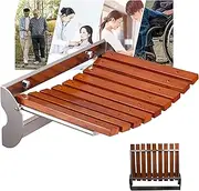 Teak Wood Folding Shower Seat Bench, Foldable Wall Mounted Seat Folding Shower Chair for Inside Shower 400 Lb. Cap Bathroom Stool Shower Chair for Inside Shower, Bat