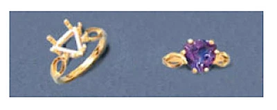 (7x7-10x10mm) 14kt White or Yellow Gold Trillion V-Shank Ring Setting (Size 6-8)