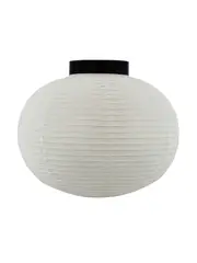 Hiro Paper Lantern Batten Fix in White with Black Wooden Canopy