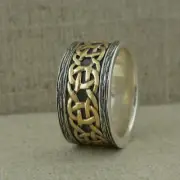 Sterling Silver & 10K Celtic Scavaig Wedding Ring KEITH JACK Size 9, 9.5 or 10
