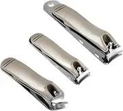 LALAFINA 3pcs Stainless Steel Nail Clippers Professional Nail Trimmers for Seniors Includes Flat Flat Angled Cutters Safe Easy Toenail Care Tools
