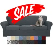 Latest Checkered 4 Pieces Couch Covers for 3 Cushion Couch High Stretch Thick...