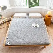 Portable Futon Mattress Keep Warm Japanese Floor Mattress Roll Up Bed Mattress Topper Foldable Tatami Mattress Cushions Tatami Mat with Non-Slip Elastic Sleeping Pad,Gray,90x200cm