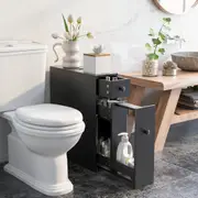 Giantex Slim Bathroom Cabinets Storage Toilet Caddy Tissue Box w/Drawers Toilet Paper Holder Black