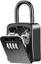 Key Lock Box, (New Version) Wall Mounted Key Safe Box, Weatherproof 4 Digit Combination Key Storage Lock Box, 5 Keys Capacity with Removable Shackle for Indoor Outdoor, Small Size 3.66inch