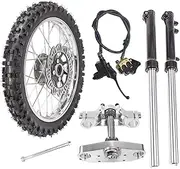 YC Yier 14" Front Wheel 60/100-14 2.50-14 Tire Rim w/Brake Rotor Assembly and Front Forks Shock Triple Clamps for Dirt Pit Bike Apollo SSR 50cc 70cc 110cc 125cc