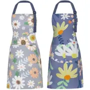 2 Pack aprons for Women with Pockets, Adjustable Cotton Aprons, Cute Apron
