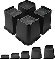 MQFORU Bed Risers 6 inch,L Shape Oversized Furniture Risers,Heavy Duty Support to 6000lbs,Wide Opening Bed Lifts for Bed, Couches, Tables, Desks (Black,4pack)