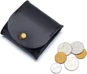 [Zitokin] Leather Coin Purse Change Pouch Japanese Style Coin Wallet Key Bag for Women Men (Black), Black