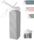 Opard (2) Collapsible Water Bottles, BPA-Free Leak-Proof Light Grey White Cap