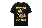 SpongeBob SquarePants Unisex Adult Bouncing Into The New Year T-Shirt (Black) - UTTV16005