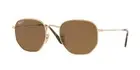 Ray-Ban HEXAGONAL METAL RB 3548N Gold/B-15 Classic Brown Polarized Sunglasses