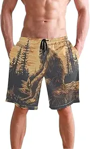 [XYMZR] Sasquatch Forest Log Men's Swim Trunks Quick-Dry Bathing Suit Swimming Board Shorts S