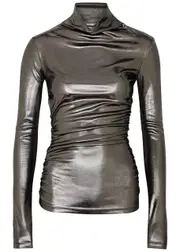 Blumarine Metallic Cut-out Ruched Jersey top - Silver - 12 12