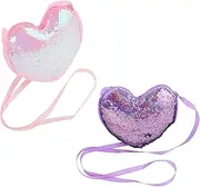 [Ipetboom] Sparkly Heart Shaped Bag for Kids Toddler Handbags Sequin Crossbody Purse