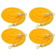 5 Feet Yellow Velvet Stanchion Rope, 4 Pack Crowd Control Barrier Rope, Golden