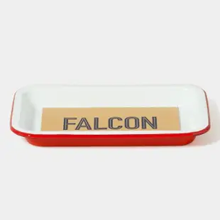 【Falcon】獵鷹琺瑯 琺瑯托盤 琺瑯盤 長方形盤 小托盤 紅白 19.5cm