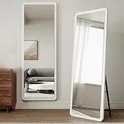 TT-YED Round Edge Full Length Freestanding Full Length Mirror, Rectangular Standing Mirror Or Wall Mirror, Wooden Frame HD Floor Mirror, Bedroom Large Standing Mirror with Stand,Cl70×h170cm