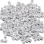 Small Dice,8mm Mini Tiny Dice, 300Pcs White Dice with Black Dots, 6 Sided Square Dice Games, Adult Game Dice for Teaching Math, Party Favors,Mini Dice Bulk