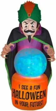 7.5 ft Gemmy Airblown Inflatable Halloween Fire & Ice Fortune Teller Brand New