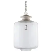 Norden Clear Glass &amp; Wood Pendant Light, White