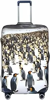 [Pvinnk] penguins in the snow Print Protective Luggage Cover Elastic Washable Suitcase Protector Travel Gear Protector, White, X-Large