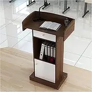 Lectern Podium Stand, Simple Lecterns Wooden Standing Lectern with Open Storage Podium Stand Spacious Drawer Laptop Desk Conference Table Podiums,