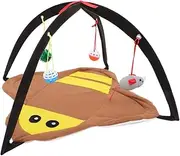 TOMVAES Cat Play Mat, Foldable Cat Tent Activity Center with Hang Cat Toys, Outdoor Bed Play Tent for Cat, Portable Pet Playpen for Exercise Napping