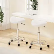 Artiss 2x Salon Stool Saddle Swivel Chair White