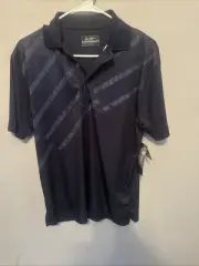 Ben Hogan Men's Diagonal Stripe Golf Polo Shirt, Black, Size Small, S