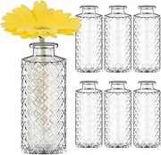 6Pcs Glass Bud Vases Set Vintage Bud Vases Small Vintage Flower Vase Clear Flower Vases Set Mini Flower Vases Bud Vase Decor Small Vintage Flower Bottle for Table Home Weddings