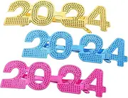 [GAROZATION] Year's Eve Party Glasses 3 Pack Funny Digital Sunglasses Graduation Photo Booth