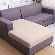 hyha Jacquard Couch Cushion Covers, Chaise Lounge Sofa Slipcovers Washable, Diamond Lattice, L Shape Couch Cushion Covers for Sectional Sofa (1 Piece for Chaise, Light Camel)