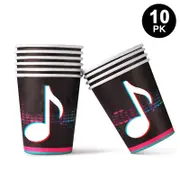 Tik Tok Music Theme 250ml 9 OZ Paper Cups 10PK - Kids Birthday Party Tableware