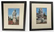 Original Marlin Rotach Watercolors ‘Seville Light’, ‘Ruth’ Framed Set 17" x 21"