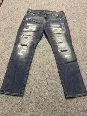 New American Eagle Men's Slim/Skinny Distressed Next Level Flex Blue Jeans 36x32