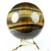 Gemstone 3.1" Blue & Gold Tiger's Eye Hand Carved Crystal Ball/Sphere, Healing
