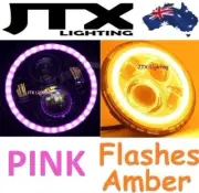 7" JTX LED Halo PINK & Amber Headlights Ford Falcon GS GT XA XB XC HO XK XL XM (for: Ford)
