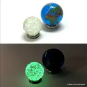 Earth and Glow in the Dark Moon Glass Marbles - Planet Globe World Marble