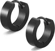 [Poetic Dove] 18k Gold Silver Black 4MM Stainless Steel Huggie Hoop Sleeper Earrings