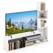 Giantex TV Cabinet Media Console Table w/L-shaped Storage Shelves Entertainment Center White