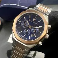 在飛比找森森購物網優惠-MASERATI手錶, 男錶 46mm 玫瑰金八角形精鋼錶殼