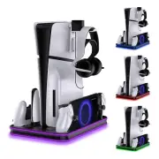 For PS5 Slim Controller Charger Station Vertical Cooling Fan Stand Dual Slot