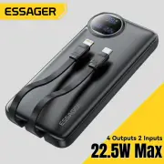 ESSAGER ES-D016 10000mAh 20000mAh 22.5W Digital Display On the Go Charger with Dual Cable Power Bank for Huawei Pura 70