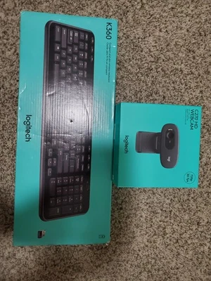 New Logitech Computer Laptop HD Webcam and Wireless Keyboard Set