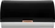 Tower T826000RB Bread Bin, Rose Gold Linear Collection, Roll Top Lid, Stainless Steel, Black and Rose Gold, 20 x 41 x 27 cm