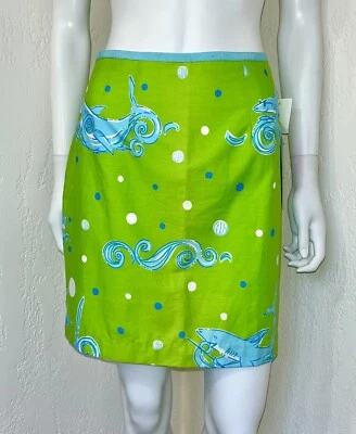 NWT Vtg Lilly Pulitzer Popsicle Green Pool Sharks A-line Skirt Size 2 Petite